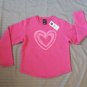 GAP KIDS Girls Hot Pink Sweatshirt w/Sparkly Heart, Size Small (4) NWT